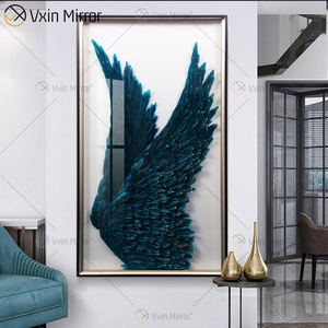 Quadro Decorativo Moderno con Ali d'Angelo 3D in Piume Rettangolari, Dipinto da Appendere al Muro per Soggiorno, con Cornice - Product Image 1