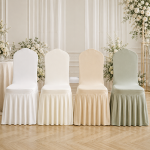 Fundas para Sillas de Banquete de Spandex Blancas, Negras y Color Champán, Falda Plisada de Color Personalizado, Suministro al por Mayor - Product Image 1