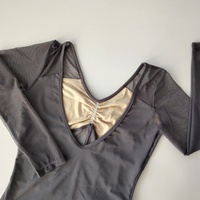 Vente en gros 2026 – Justaucorps de danse et de ballet sexy pour femme, en nylon et élasthanne, à manches longues, en maille noire, haute qualité, prix abordable