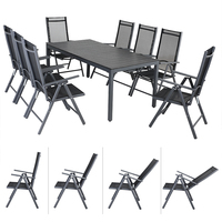 Ensemble de table à manger 8 + 1, avec WPC, Table et chaises d'extérieur, en couleur argent, Anthracite