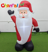 Décoration de Noël gonflable lumineuse, Père Noël agitant la main avec une longue barbe blanche, pour jardin et cour arrière