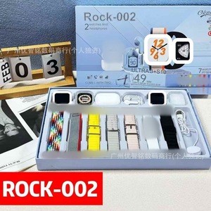 Montre connectée TFT carrée R0CK (001-002-003-004) avec longue autonomie, bracelet en silicone, double écouteurs et pack multi-bracelets - Product Image 6