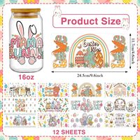 Autocollants en PVC personnalisables pour Pâques, motif lapin, en plastisol, pour transfert UV, sublimation, impression par transfert, imperméables, pour tasses