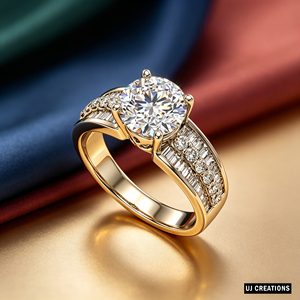 Anillo de Boda Personalizado de Plata Chapada en Oro de 14k con Diamante Redondo de 2.00 Quilates, Cultivado en Laboratorio, Corte Brillante, Calidad VVS-VS, para Fiesta - Product Image 2