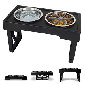 Tempat Makan Anjing Terangkat 3 Tingkat Ketinggian yang Dapat Disesuaikan dengan Mangkuk Makanan Lambat untuk Anjing dan Hewan Peliharaan Ukuran Kecil, Sedang, dan Besar - Product Image 1