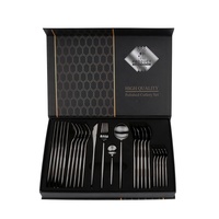Ensemble de couverts de luxe 24 pièces avec boîte haut de gamme, service personnalisé de 24 couverts mats colorés pour 6 personnes, comprenant couteau, fourchette et cuillère
