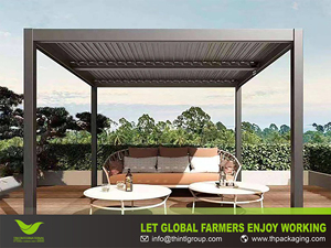Gazebo de Aluminio para Exteriores con Recubrimiento en Polvo, Pérgola con Sistema de Drenaje y Protección Solar - Product Image 2