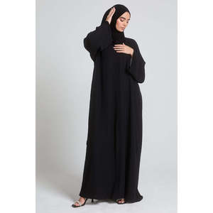 <span class=keywords><strong>Abaya</strong></span> ouverte noire pour femmes musulmanes Design personnalisé Double Chiffon Thawb <span class=keywords><strong>Chic</strong></span> Modest <span class=keywords><strong>Kimono</strong></span> Dress Jubba - Product Image 4