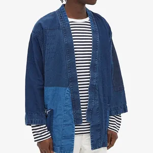 Giyim fabrika özel benzersiz ceket patchwork bule japon tarzı erkek kot ceket