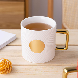 <b>Ceramic</b> Mug With Copper Badge Custom Logo Business Gift Retro Coffee <b>Cup</b> Single <b>Cup</b> Solid Color - Product Image 3