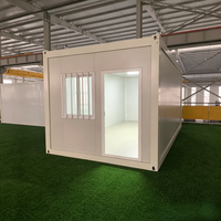 Maison conteneur pliable de 20 pieds avec toilettes intégrées et panneaux sandwich isolés pour cabines ou bureaux