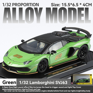 รถโมเดลโลหะหล่อขึ้นรูป Hot Diecast ขนาด 1:32 รุ่น Lambor <span class=keywords><strong>SVJ63</strong></span> รถสปอร์ตคลาสสิก พร้อมเสียง ไฟ ประตูเปิดได้ ระบบดึงหลัง วัสดุอัลลอยด์ เหมาะสำหรับตั้งโชว์ ของขวัญ ของเล่น - Product Image 5