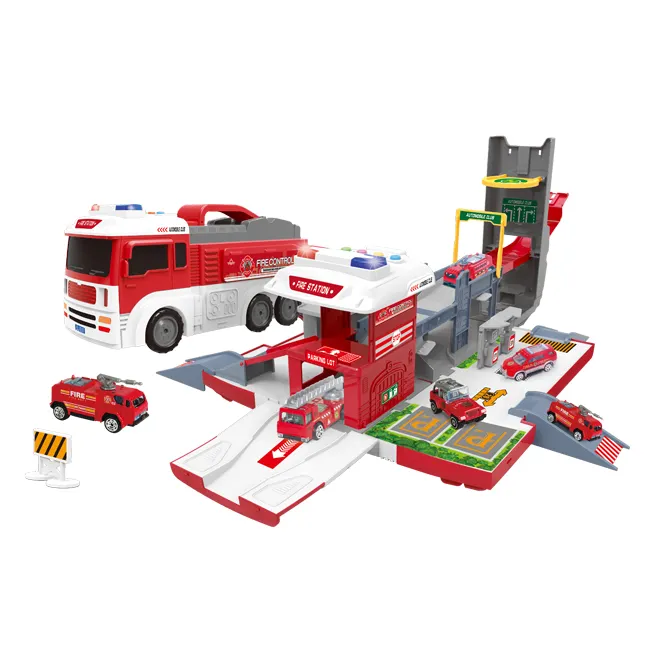 Pretend Play deformation fire station assemble track parking lot toys small toy fire truck