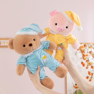 All'ingrosso buona notte orso peluche Super morbido peluche maiale cuscino giocattolo carino pigiama per dormire orsacchiotto peluche - Product Image 4