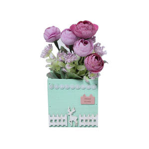 Boîte à fleurs artificielles en bois pour décoration de fête de noël plateau de Table boîte à fleurs sèches en bois - Product Image 1