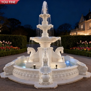 YOUFINE户外花园传统雕刻意大利大理石三层喷泉圆形马池 - Product Image 4