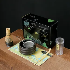 Usine vente chaude poterie brute matcha service à thé fouet à thé japonais matcha bol ensemble 100 Benli boîte-cadeau matcha en céramique