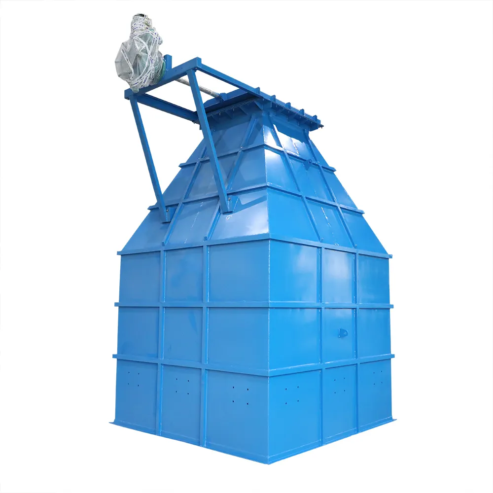 mechanical carbon steel sludge cake storage and discharge hopper for industrial waste water treatment plant