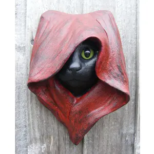 Magic Cat Wall Decor Kunsthars Halloween Cat Head Beeldje Met Metalen Look Coif Voor Thuis Of Op Kantoor Decoratie