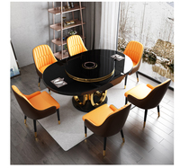 Ausziehbarer Drehteller Esszimmer Design Moderner Edelstahlfuß Runder Marmorplatte Esstisch