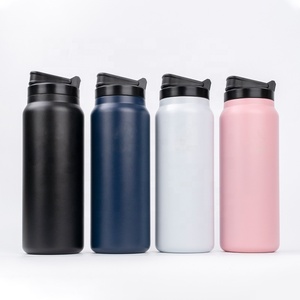 32oz thủy nước chai <span class=keywords><strong>Flask</strong></span> thép không gỉ tái sử dụng chân không cách nhiệt miệng rộng chai thể thao với rơm Nắp - Product Image 2