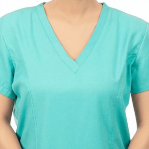 Ensemble de tenues médicales pour femmes, col en V, manches courtes, uniforme d'hôpital, tenue de travail d'infirmière en tissu avec poches, polyester/coton, détection d'aiguilles - Product Image 6