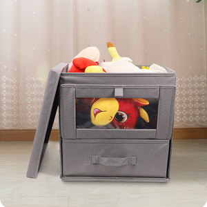 Foldable Double Layer Large Storage Box Bins Cube Boxes Closet Bedroom Drawers Organizers With Lids And Transparent Window