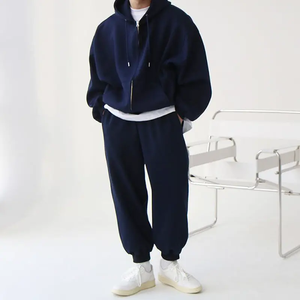 Venta caliente Heavyweight French Terry Double Zip Hoodie Oversized Drop Shoulder Cropped Zip up Hoodie - Product Image 2