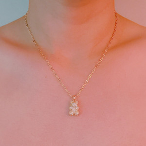 Collana con Ciondolo Orsetto Luccicante - Ciondolo Orsetto con Pavé di Cristalli - Product Image 1