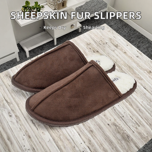 ขนแกะธรรมชาติคุณภาพสูง สำหรับฤดูหนาว ให้ความอบอุ่นภายในบ้าน พื้นรองเท้าทำจากวัสดุ EVA TPR นุ่ม ระบายอากาศได้ดี กันลื่น ราคาขายส่ง - Product Image 2