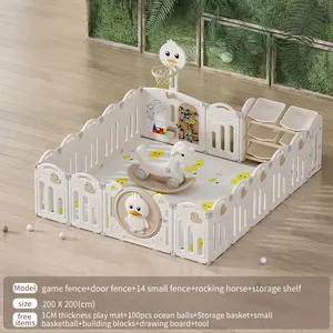 Parc de jeu intérieur pliable cour de jeu sécurité en plastique clôture de jeu pour enfants avec portail et maison pour bébé et tout-petit