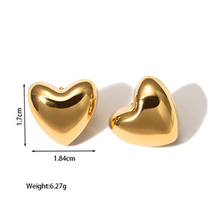 Ins Vintage 18K oro relleno brillante en forma de corazón pendientes No se decolora Acero inoxidable Irregular corazón <span class=keywords><strong>Stud</strong></span> pendientes mujeres 2025 - Product Image 5
