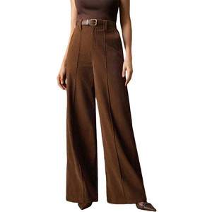 Fabricant de vêtements Nouveaux vêtements pour femmes Pantalons longs à jambes larges en <span class=keywords><strong>velours</strong></span> côtelé rétro à taille haute Pantalons droits en <span class=keywords><strong>velours</strong></span> - Product Image 2