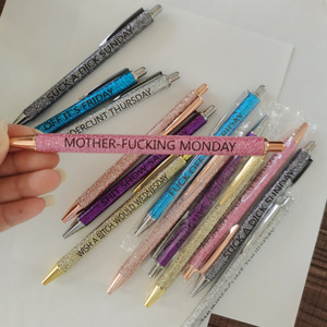 7 pezzi penna regalo per sette giorni della settimana vibrante passivo negativo clic divertenti penne Glitter - Product Image 3