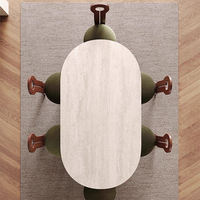 Ensemble de table à manger moderne de luxe au design nouveau avec table ovale en pierre frittée blanche en bois pour la salle à manger à domicile