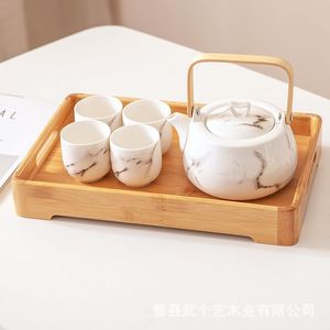 ถาดไม้ไผ่ Wu Ge Yi สไตล์มินิมอล ถาดเสิร์ฟชาไม้เนื้อแข็งอเนกประสงค์ ขนาดเล็ก-กลาง สำหรับชา กาแฟ ใช้ในโรงแรม - Product Image 4