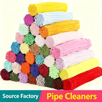 100 pièces/rouleau – Bâtonnets de chenille torsadés épais et doux, style macaron, colorés pastel, pour loisirs créatifs, 6 mm