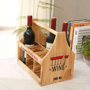 Soporte de madera para botella de vino, para Picnic, <span class=keywords><strong>cerveza</strong></span>, Caddy, paquete de 6 unidades - Product Image 3