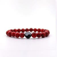 Vente chaude style chinois Yin Yang Bagua Tai Chi Feng Shui Naturel Turquoise Perlé Couple Bracelet Chanceux Bracelet Cadeau