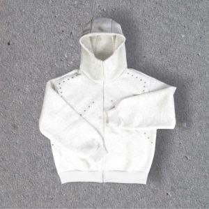 Sweat-shirts à capuche pour hommes, style streetwear, sur mesure, coupe ample, épaules tombantes, cloutés de strass, poids lourd - Product Image 5