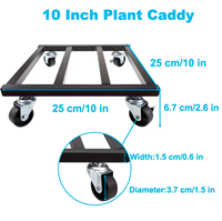 Chariot de transport robuste en fer pour plantes, 4 roues à frein, chariot roulant carré, capacité de charge élevée, déplaceur de pots de fleurs, finition peinture cuite, usage domestique
