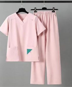 Eco-Friendly Light V-neck Unisex <b>Scrub</b> <b>Tops</b> Hospital Uniform Sets Soft Comfortable Stretchable Double-layer Pockets Needle - Product Image 3