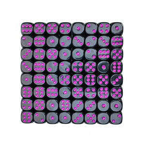 קוביות משחק אקריליות סיטונאיות בכמות גדולה, בצבע סגול עם נקודות, פינות מעוגלות, 16 מ\\\"מ, קוביות D6 שחורות - Product Image 6