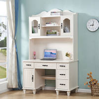 Bureau d'ordinateur de style campagnard américain blanc, durable et de qualité supérieure, avec tiroirs intégrés, étagère et finition émaillée pour le bureau à domicile