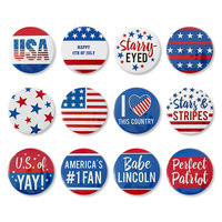Pin Decorativo de Hojalata con Temática del Día de la Independencia Americana y Elementos Estrellados para Ropa Festiva