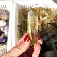 Holesale-cristal natural curativo, punto de terminación de cuarzo, punto citrino crudo