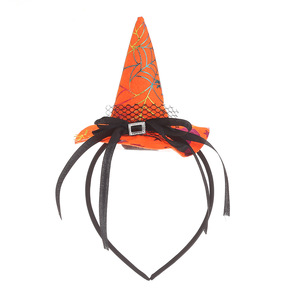 Diadema Sombrero de bruja Banda de aro Sombreros Telaraña para disfraz de fiesta de Halloween Niñas Niños Mujeres Mini Sombrero de copa Decoración de diadema - Product Image 6
