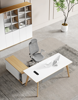 Bureau de direction moderne en MDF, table d'ordinateur économique pour bureau à domicile avec panneau en bois élégant