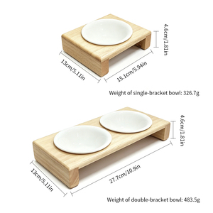 Soporte Elevado para Comedero de Perro Ecológico de Madera con Tazones de Cerámica, Tamaño Individual y Doble para Mascotas, Uso en Exteriores - Product Image 2