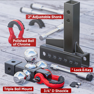 AMBITION調整可能トレーラーHitch D-Shackleトライボールマウント回転可能フックピンShackleトライボールドロップヒッチ調整可能 - Product Image 5